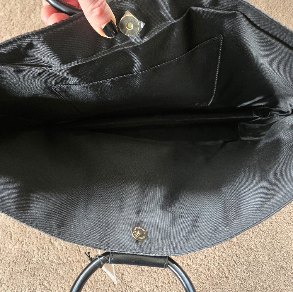 Kate Spade Black Woven Tote With Bangle Ring Handles - Picture 4 of 4